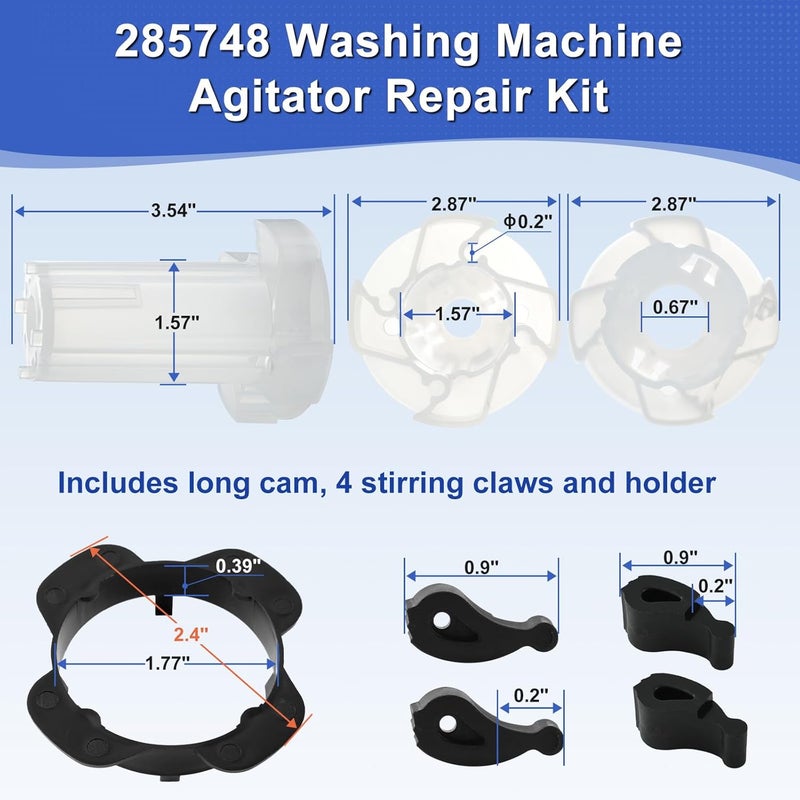 iouxvt 285748 Agitator, Long Cam agitator, 285748 Agitator Repair Kit, Compatible With Kenmore Whirlpool Washer, Replace 3363662 3351000 AP3094520 285748VP 3347085 3351000 AH334622 EA334622 PS334622 - Image 2